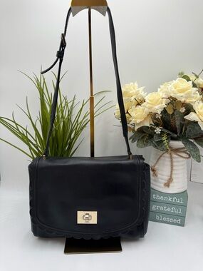 Kate Spade Black Scalloped Leather Zani Crossbody Bag